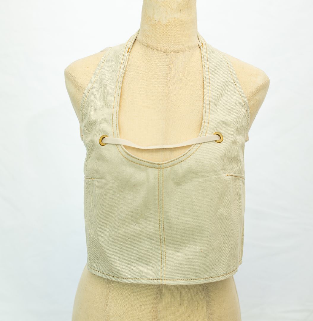 Jacquemus Papier open-back cropped grey denim halterneck top