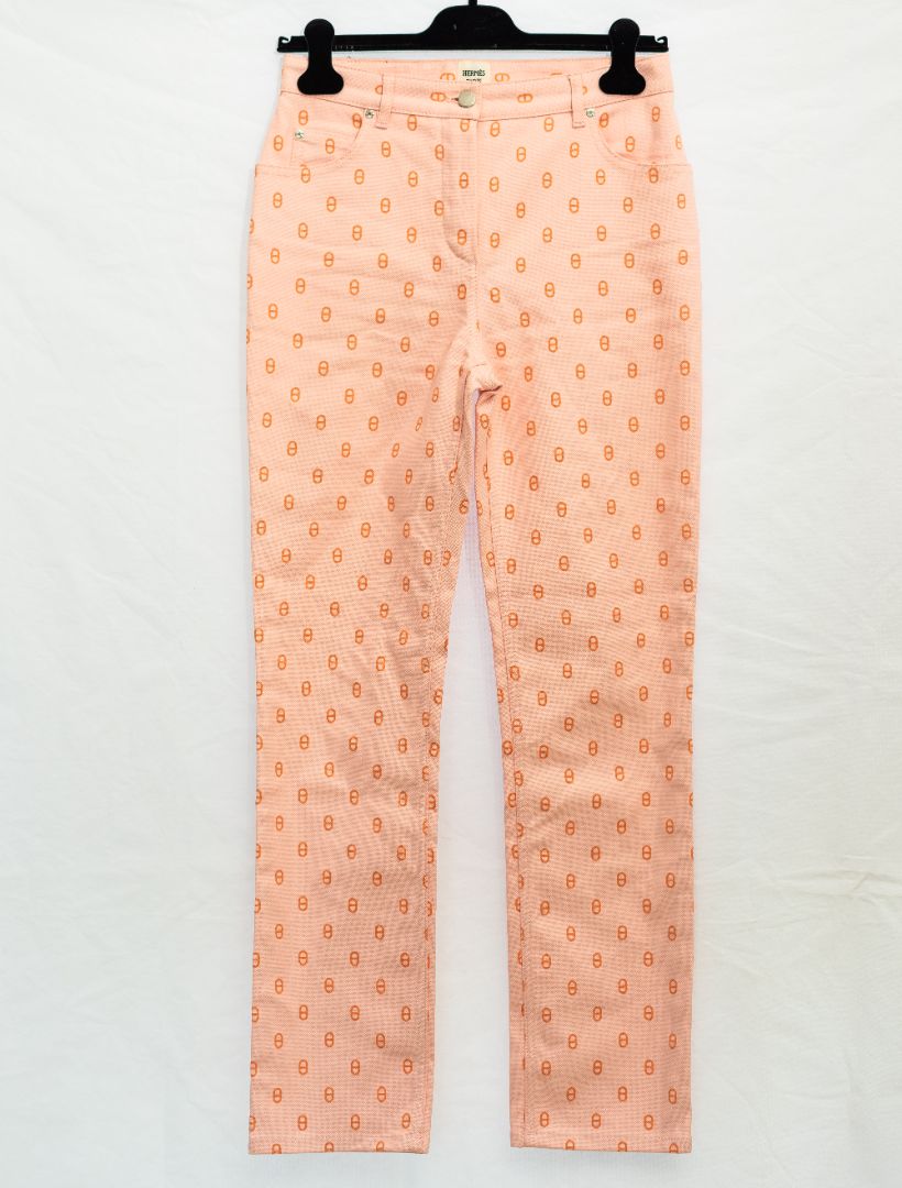 Hermès Pink Denim Printed Jeans
