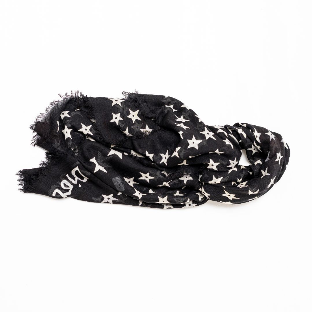 Christian Dior Wool & Silk Star Scarf with Box