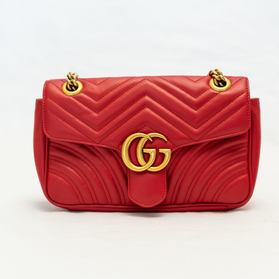 Gucci GG Marmont leather red shoulder bag