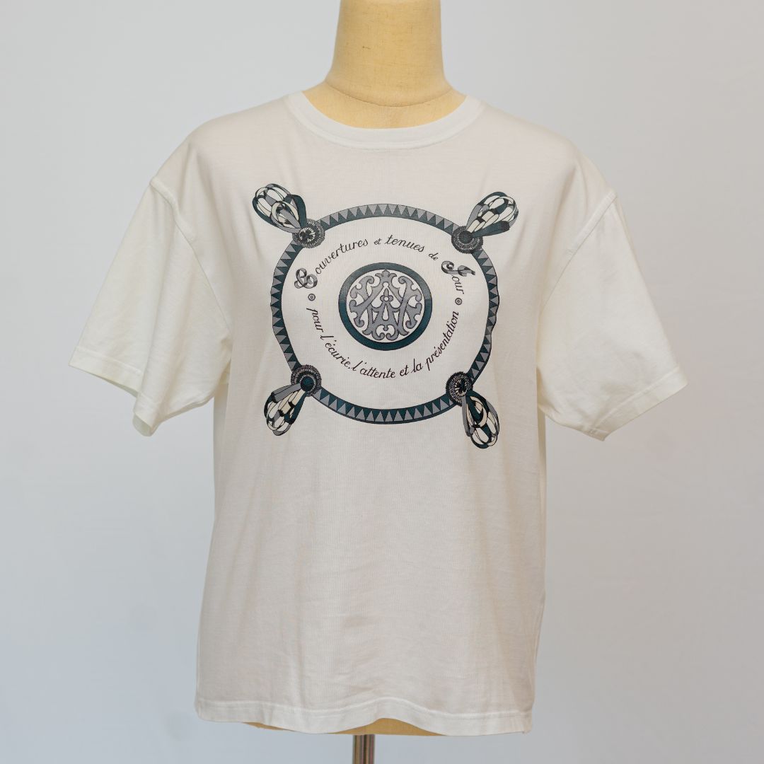 Hermes white cotton printed t shirt for women