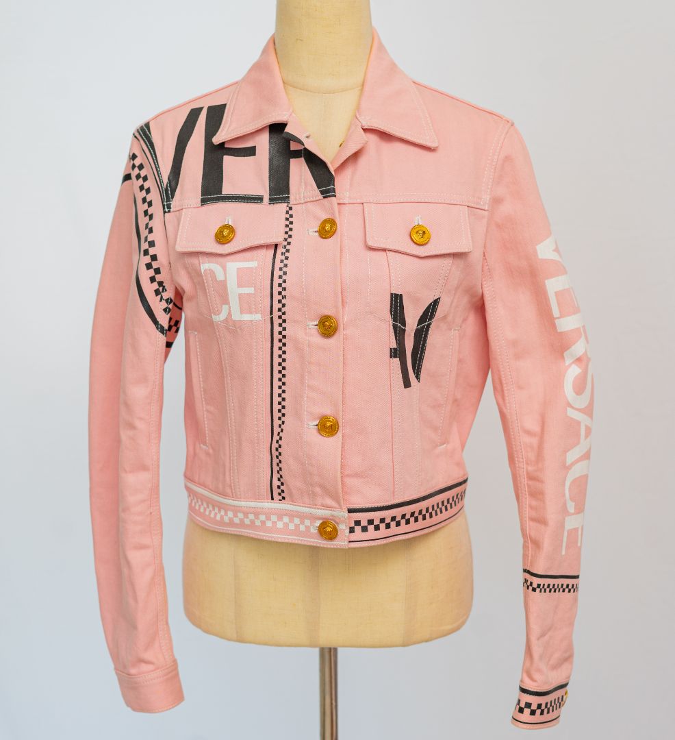 Versace pink denim crop jacket