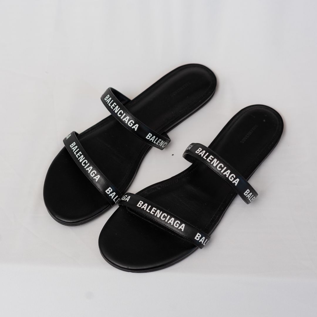Balenciaga Logo-print slip-on sandals, 40