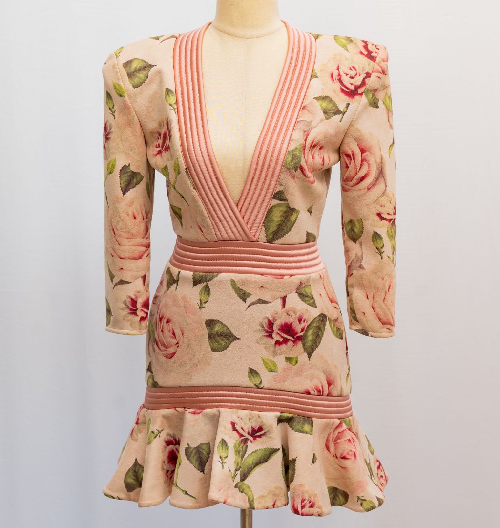 Zhivago rose printed floral pinted pink dress
