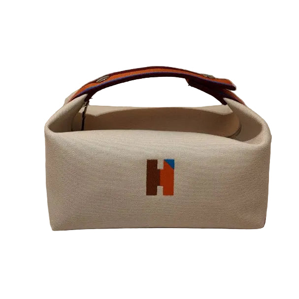Hermès Cotton Canvas H Pavillon Small Bride-A-Brac Pouch Naturel