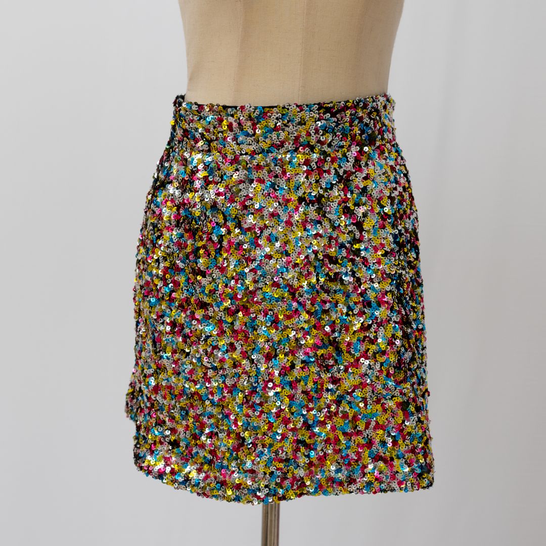 Attico multicolor sequin embellished mini skirt