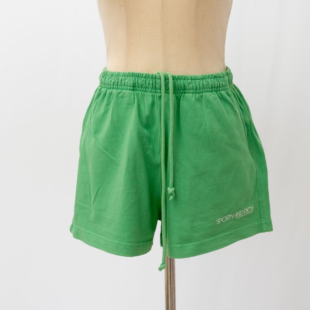 Sporty & Rich Logo Print Detail Drawstring Shorts