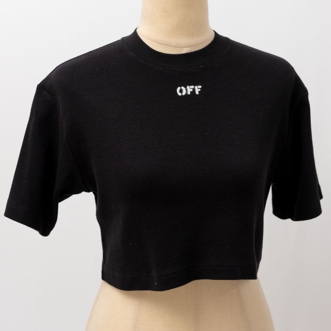Off-white Cropped Logo Print T-shirt