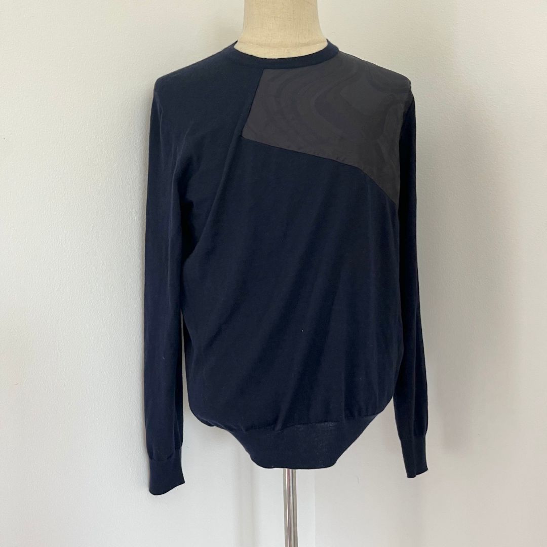 Hermès Navy long sleeve Cashmere & Silk Knit Top
