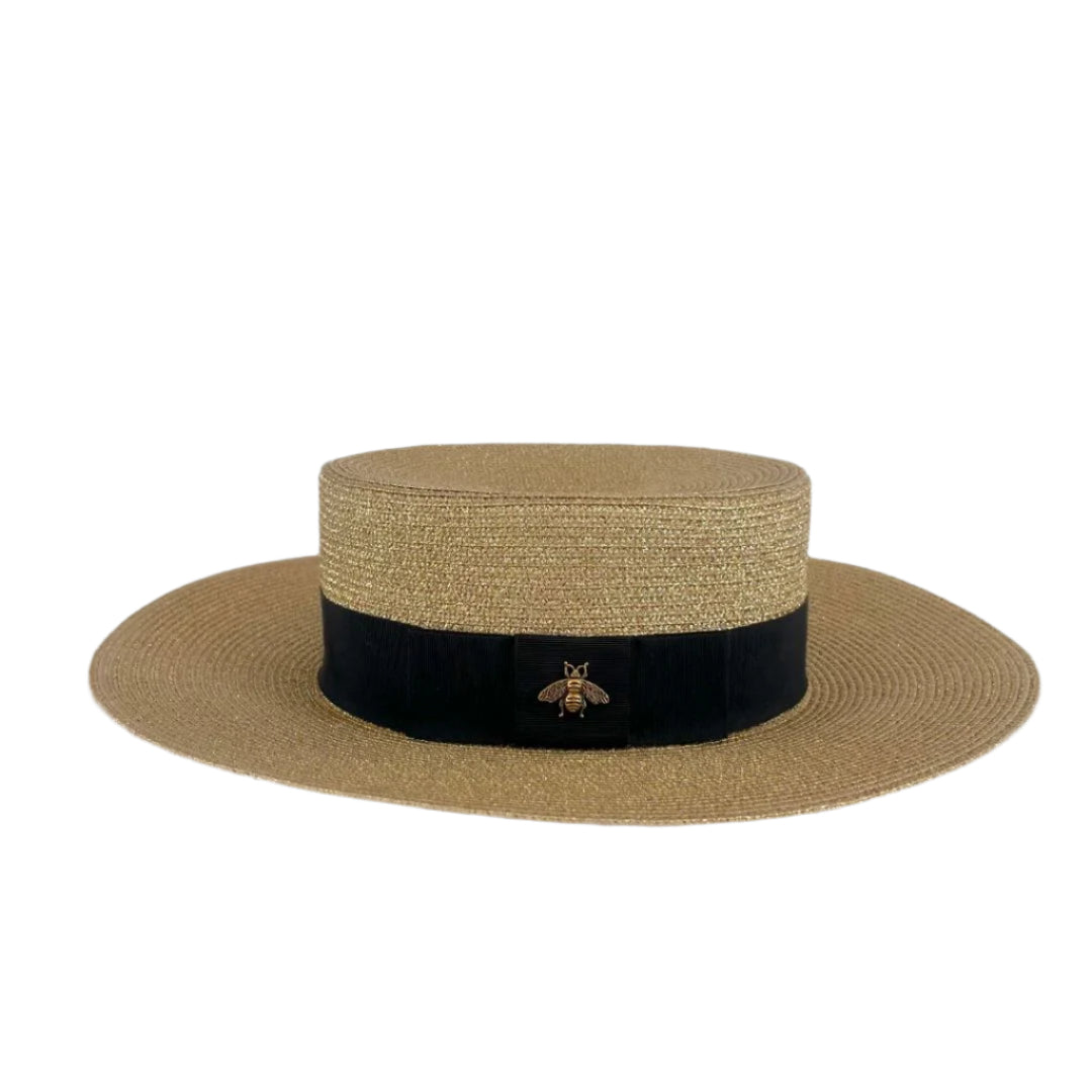 Gucci Alba Lamé Paper Hat in Straw-effect Fabric