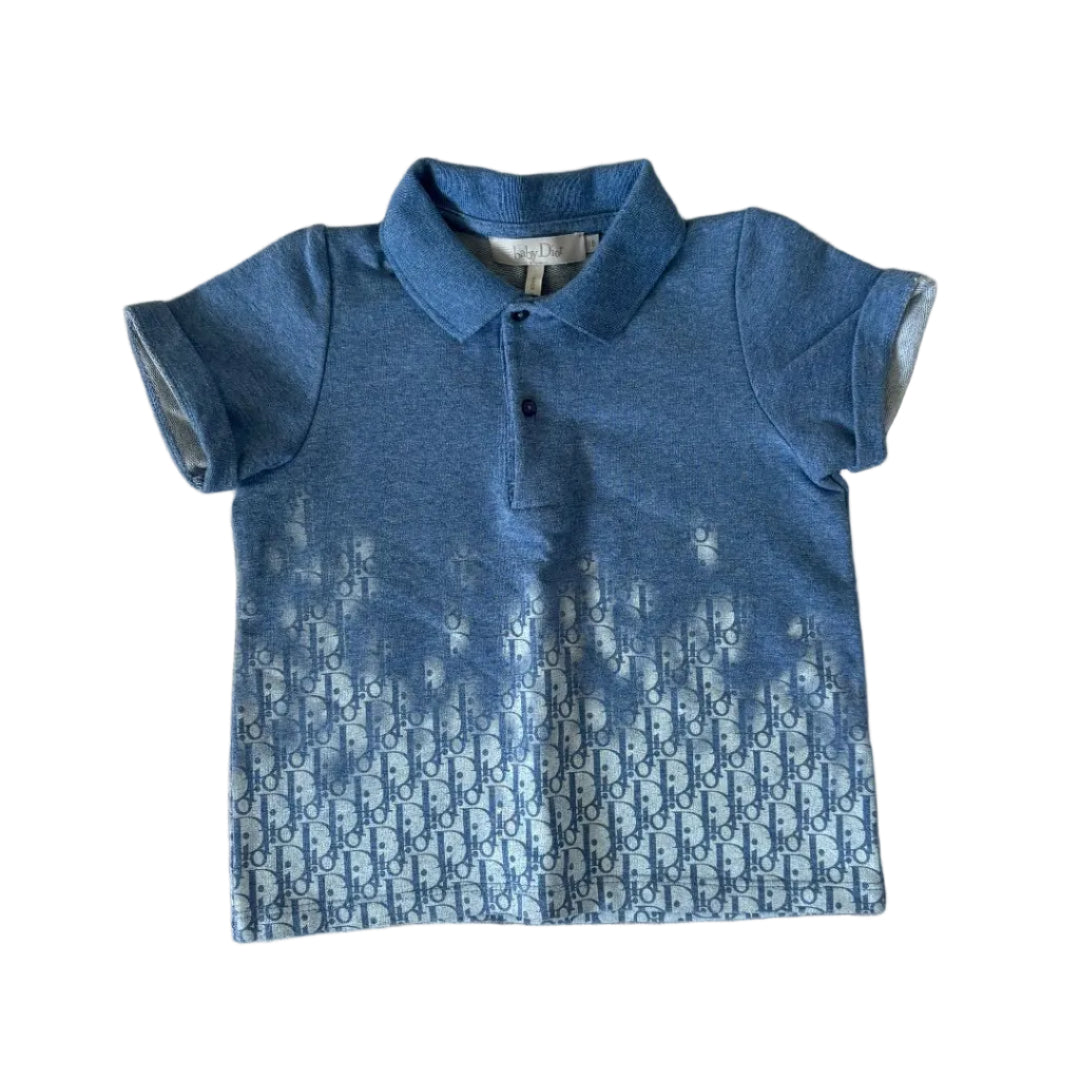 Dior Baby Blue Logo Gradient Polo T-Shirt 18 Months