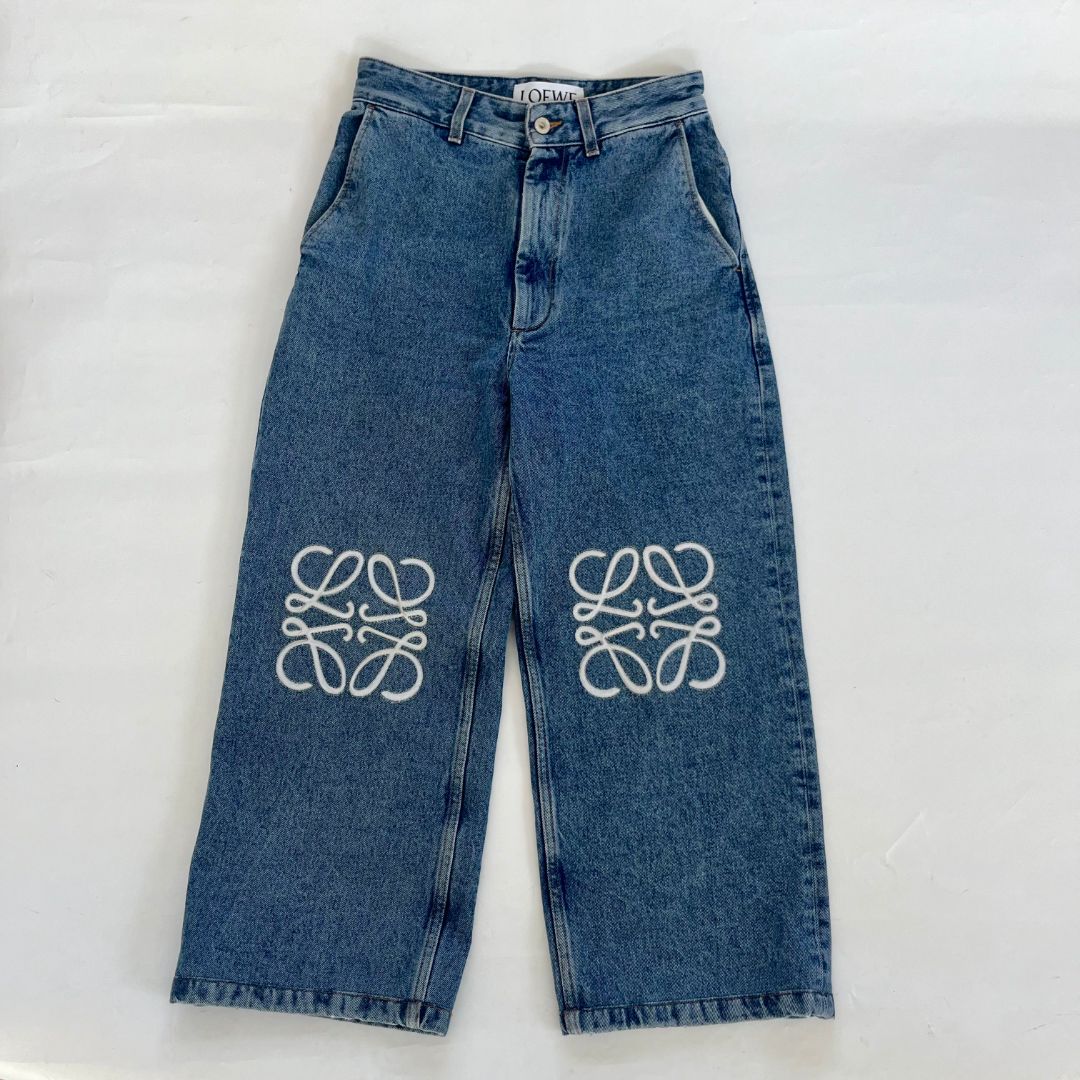 Loewe Anagram Wide-Leg Jeans, Size FR36