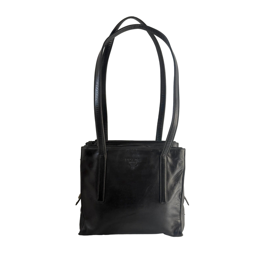 Prada Enameled Metal Triangle Shoulder Bag Vintage