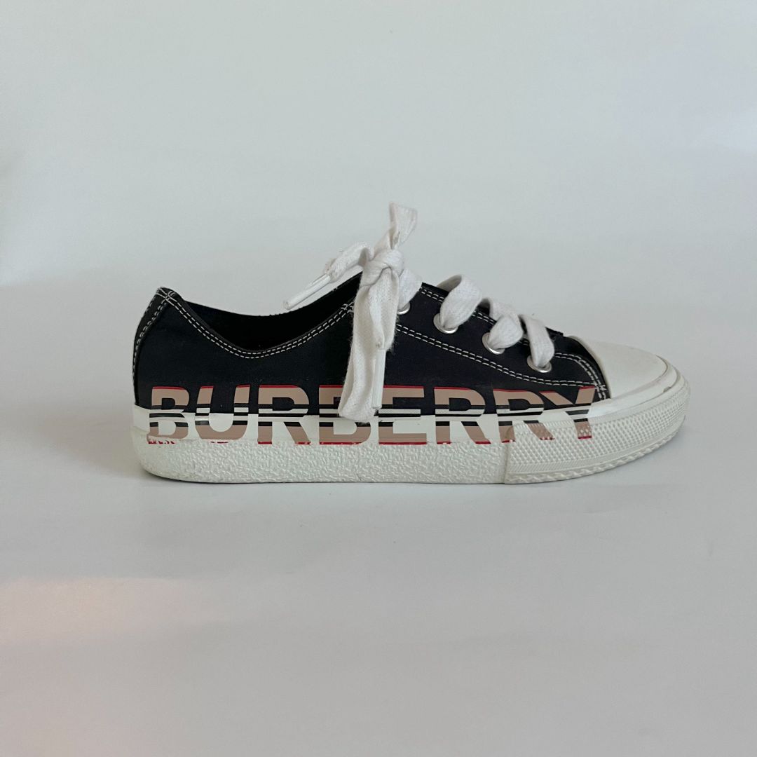 Burberry Black Logo Lace-Up Trainers, Kids 31