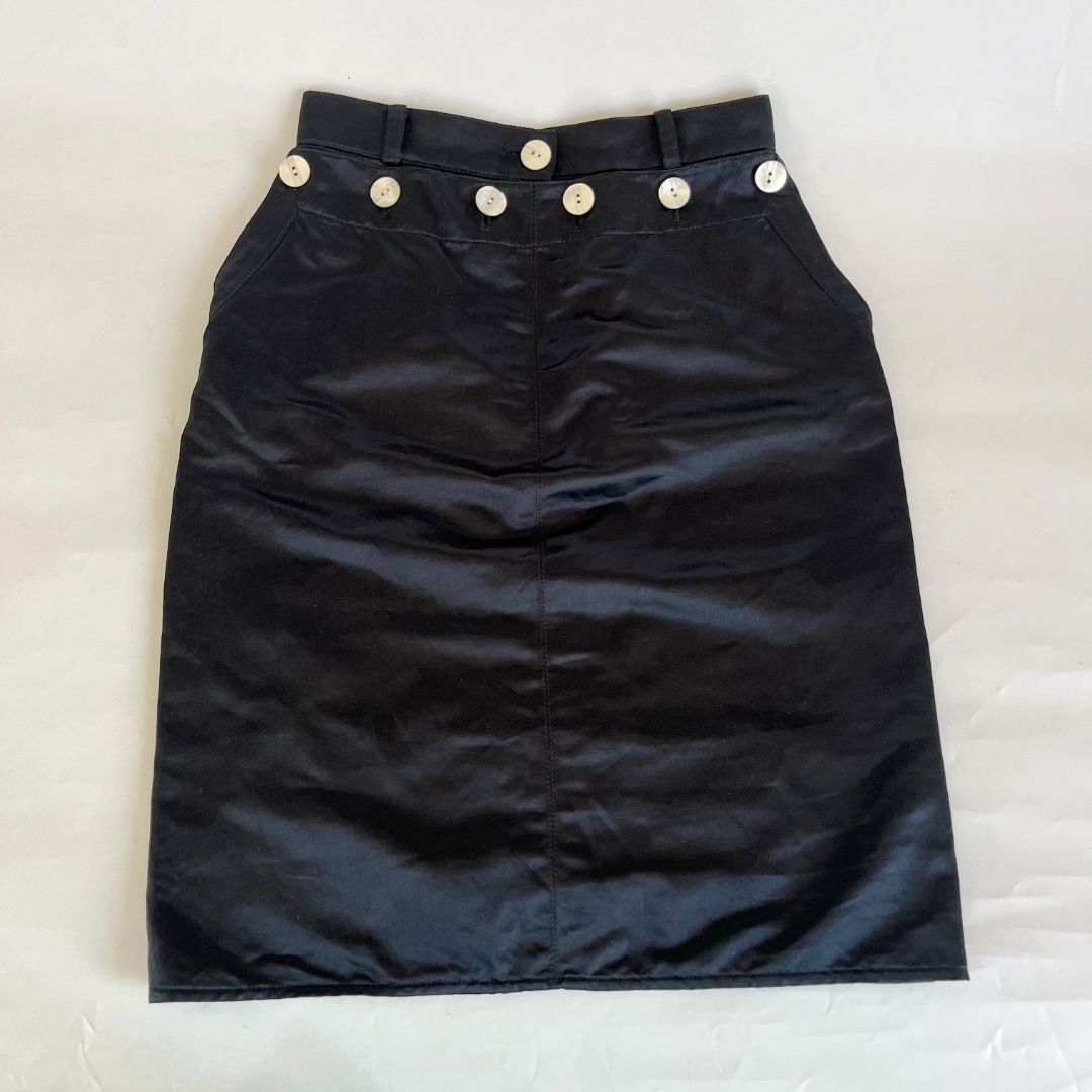 Valentino Garavani Black Vintage Midi Skirt with Buttons