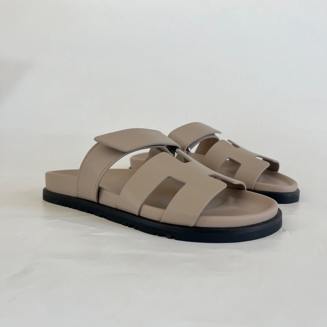 Hermès Chypre Beige Mastic Sandals, 38.5