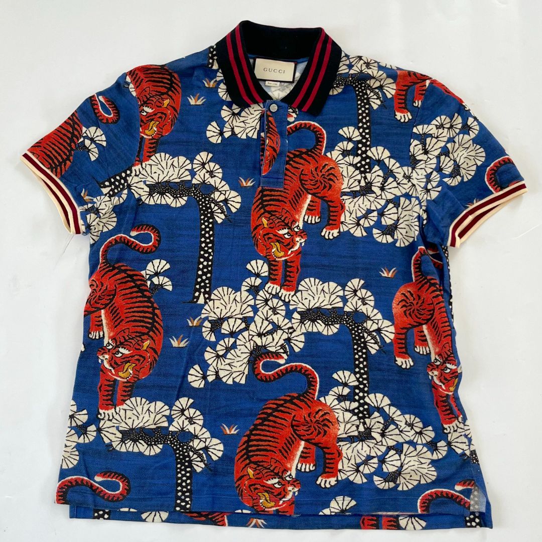 Gucci floral tiger printed polo shirt