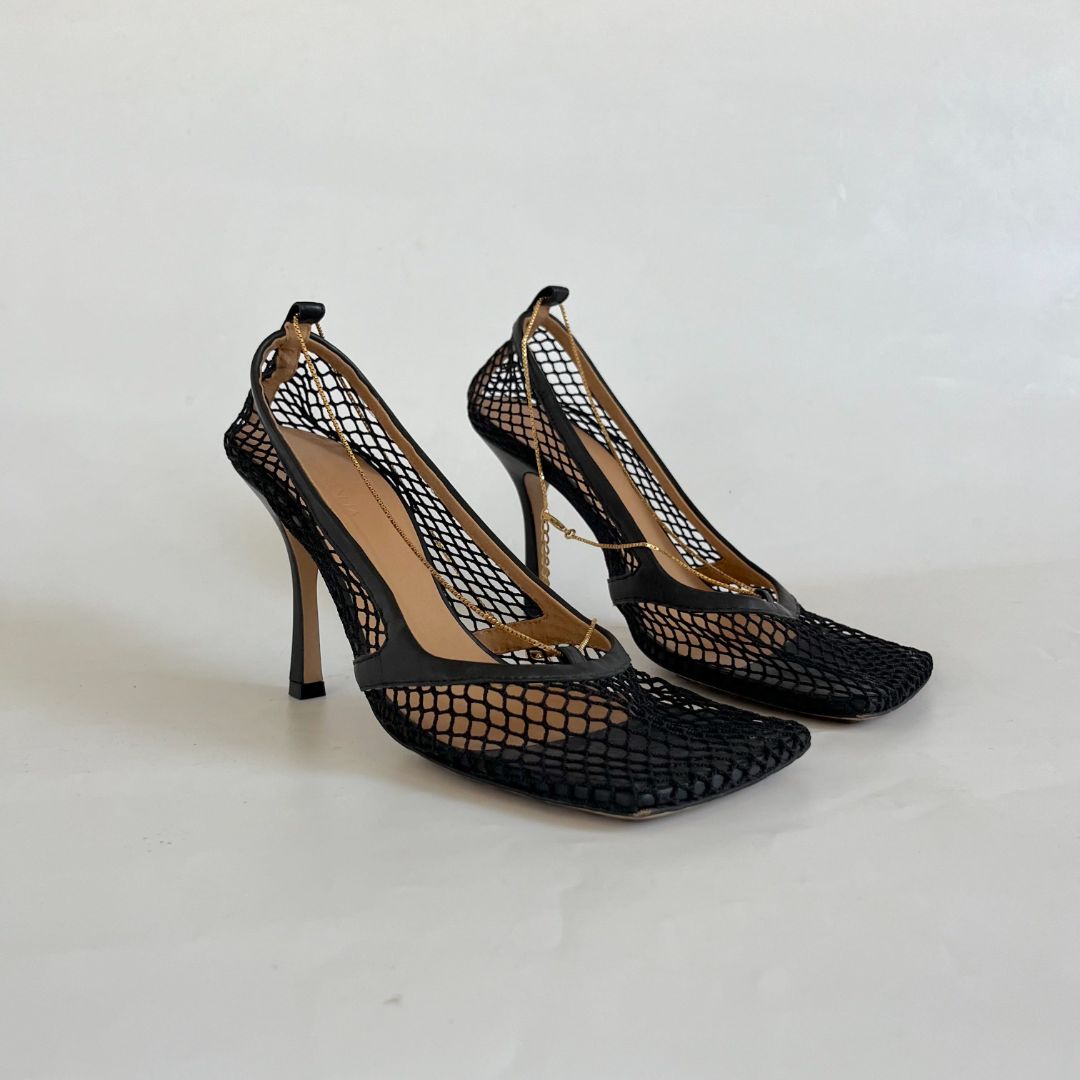 Bottega Veneta Stretch 90 Mesh Pumps, 39.5