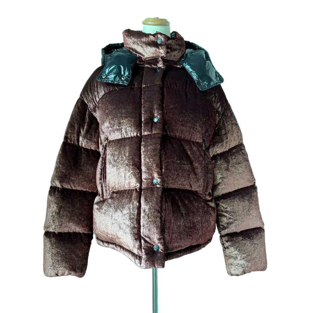 Moncler brown velvet coat