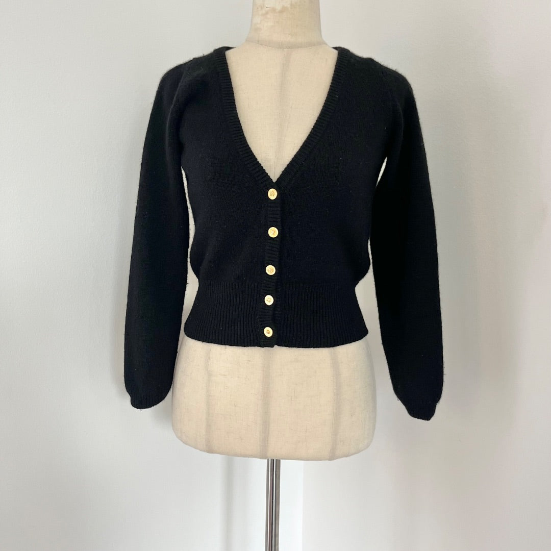 Versace knit crop cardigan with gold buttons