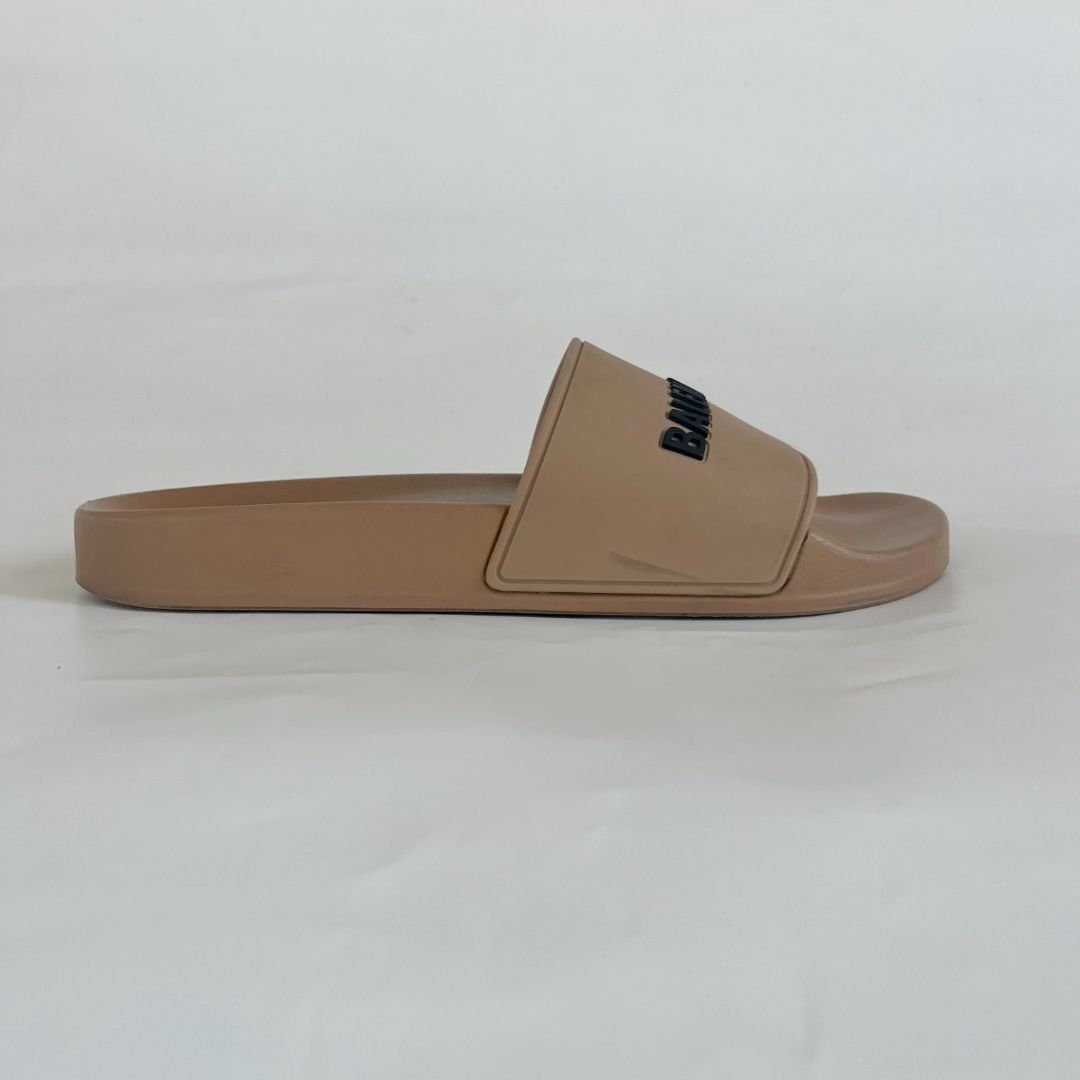 Balenciaga Brown Rubber Logo Slides