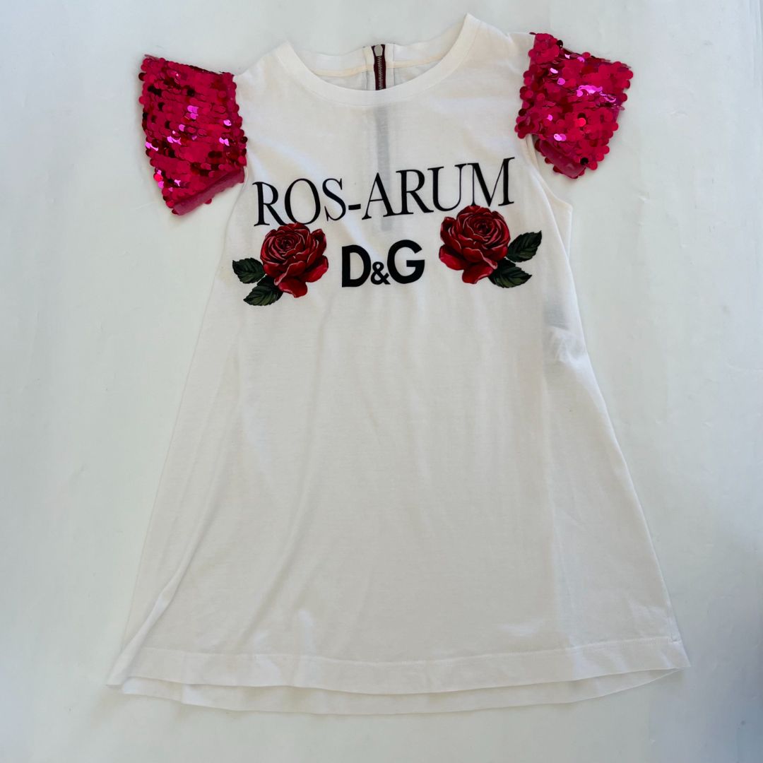 Dolce & Gabbana Rose Print Sequin Sleeve Top