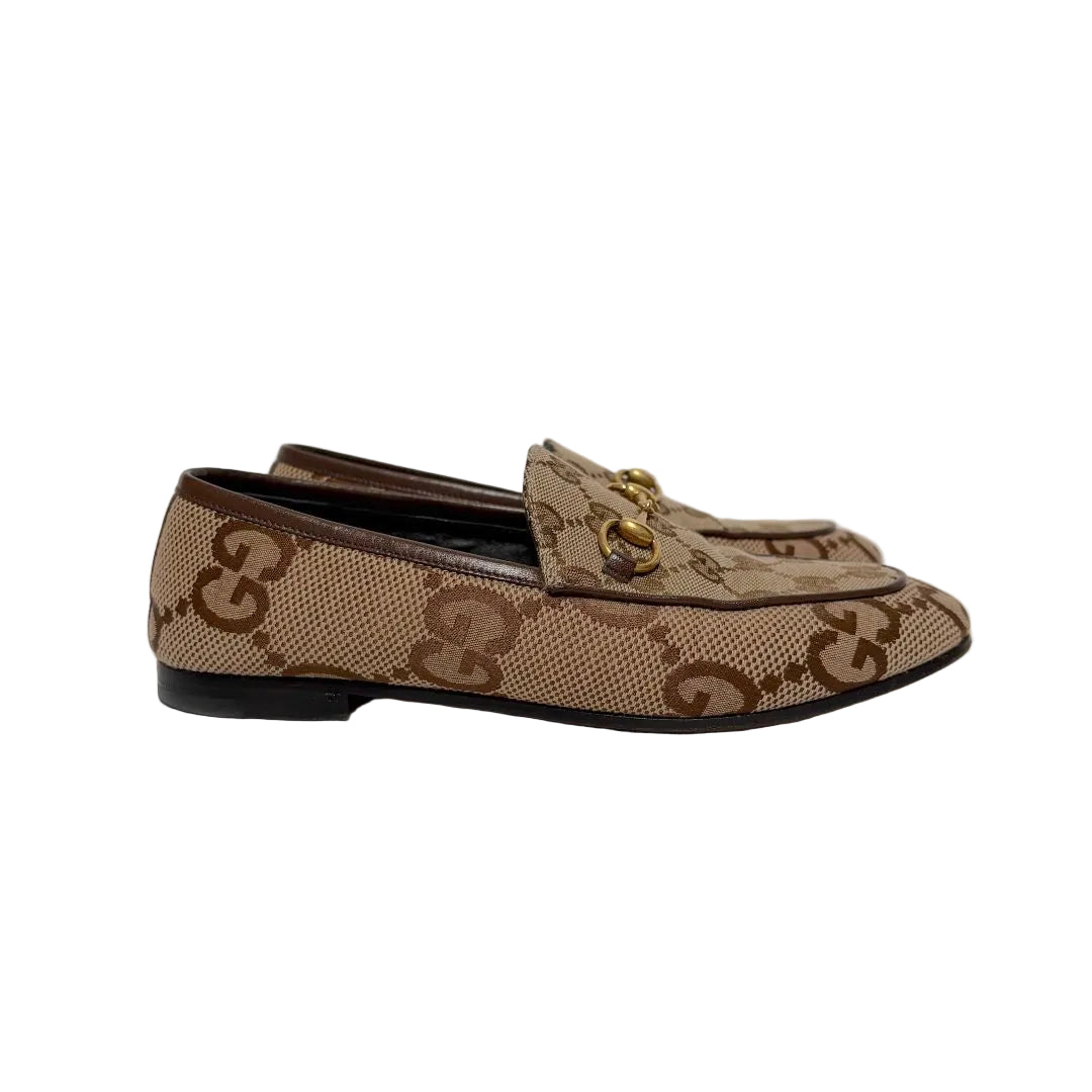 Gucci Jordaan GG Monogram Canvas Loafer Beige Ebony, size 36