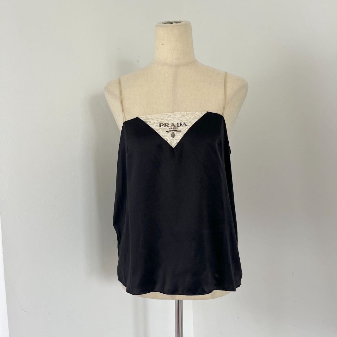 Prada Black Satin Crepe Top