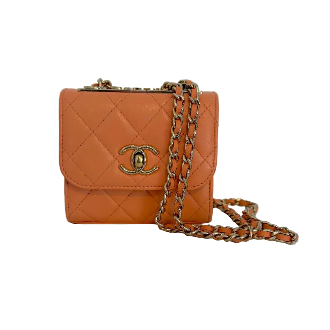 Chanel Peach Trendy CC Mini Quilted Lambskin Flap Bag