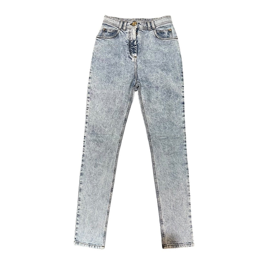 Balmain Light Blue Skinny High Waist Denim Jeans Size 36