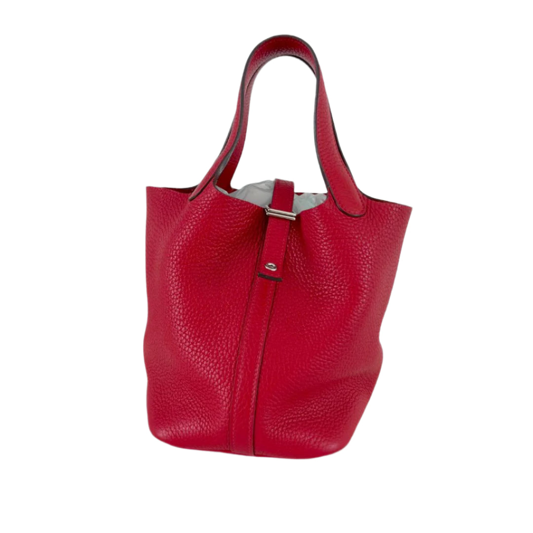 Hermès Picotin 18 Clemence in Red with PHW