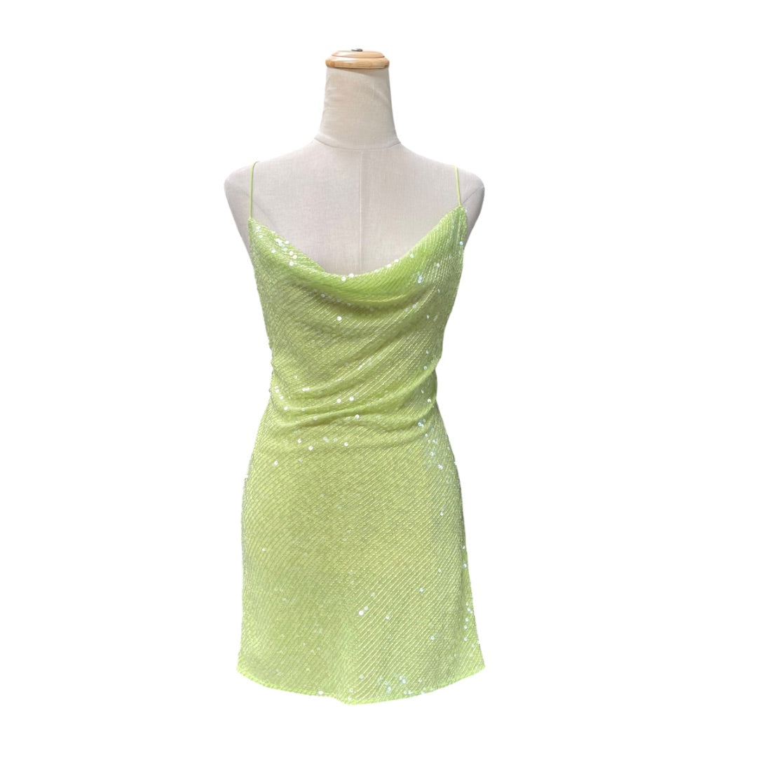 Sommer Swim Neon Green Sequin Embellished Mini Dress