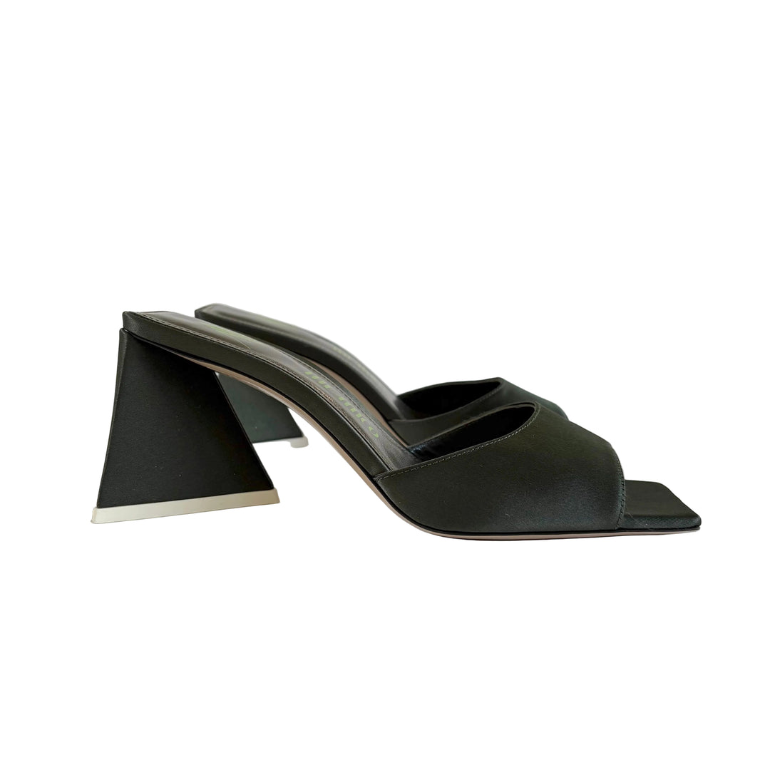صندل Attico Green Square Toe من الساتان، مقاس 37