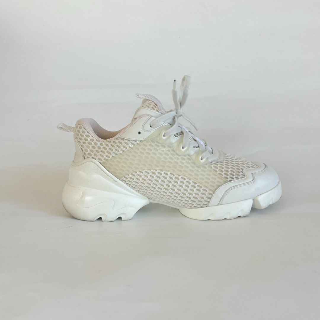 Christian Dior White D-Connect mesh lace up sneakers, 41