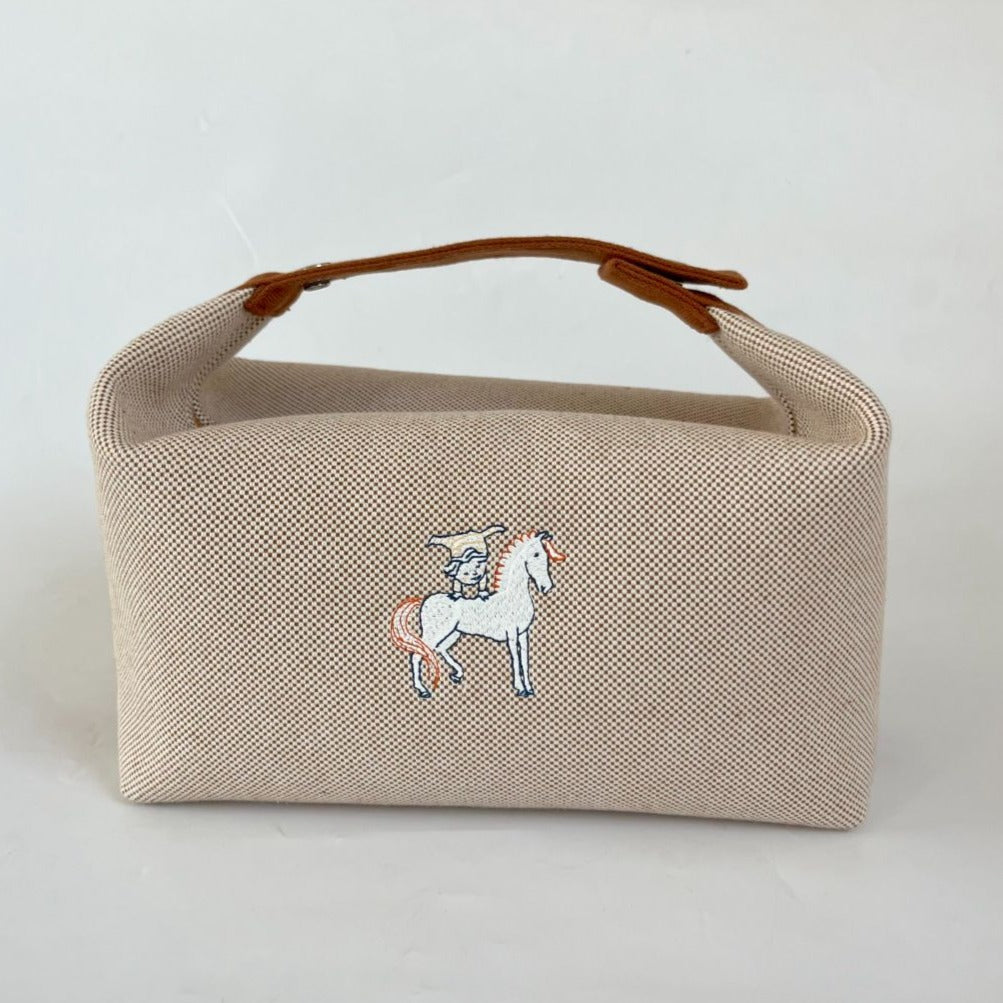 Hermès Bride-a-Brac GM Toile H cotton Natural pouch hand bag