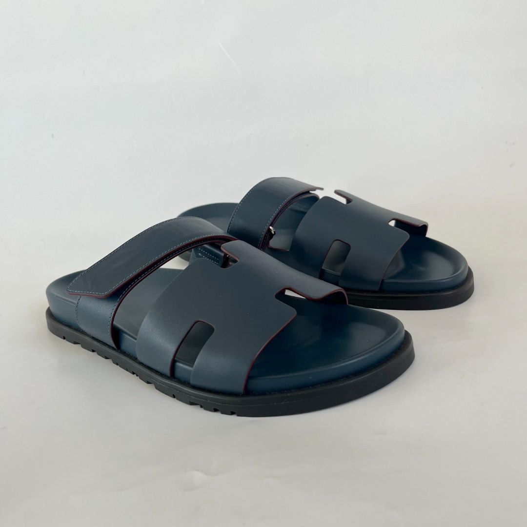 Hermès Bleu Celeste/Bordeaux Chypre Sandals, 43