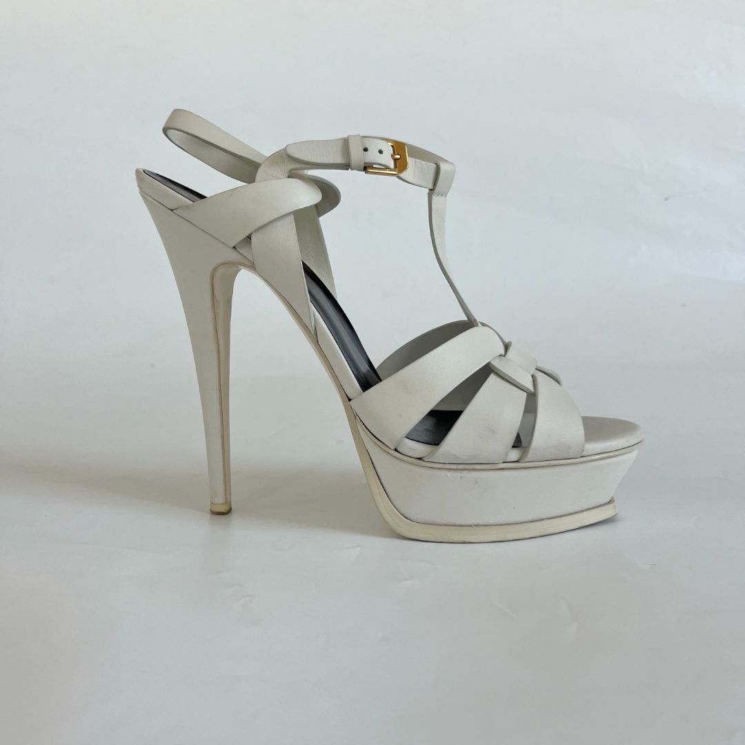 Saint Laurent Tribute T-strap Platform Sandals, 41