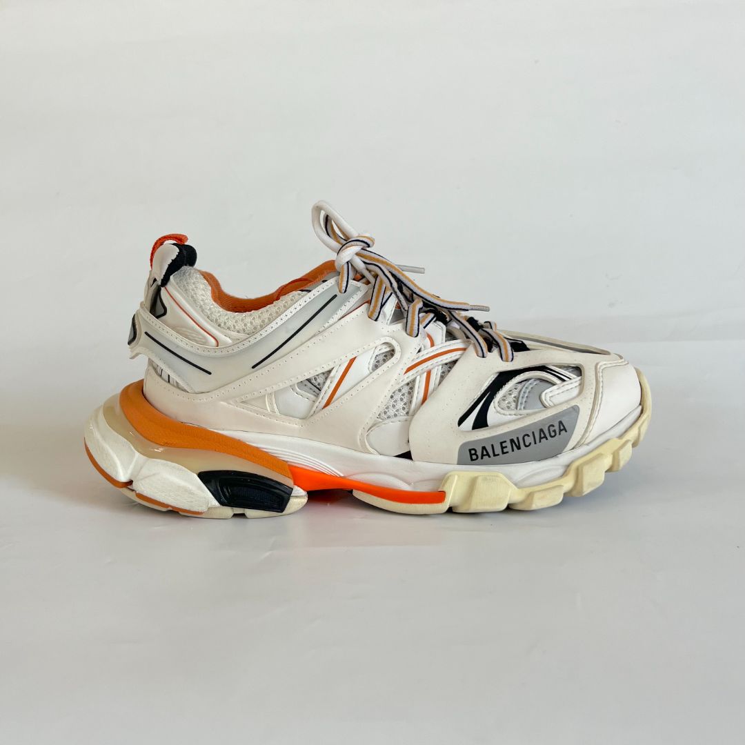 Balenciaga White/ Orange Track Sneakers, 37