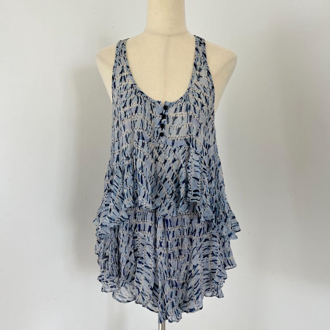 Isabel Marant printed sleeveless ruffle top with matching shorts