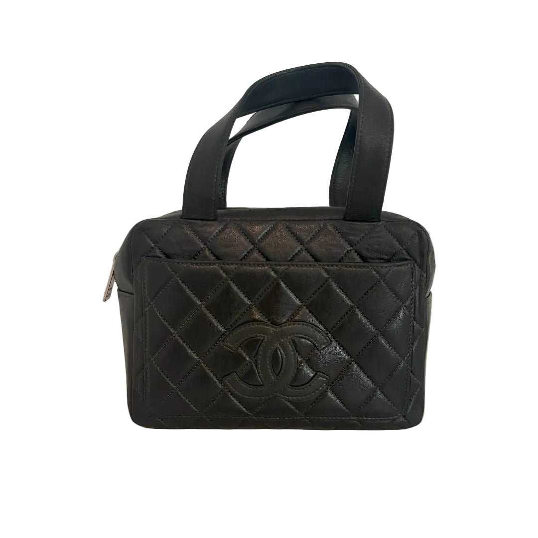 Chanel Black Small Top Handle Quilted Handbag