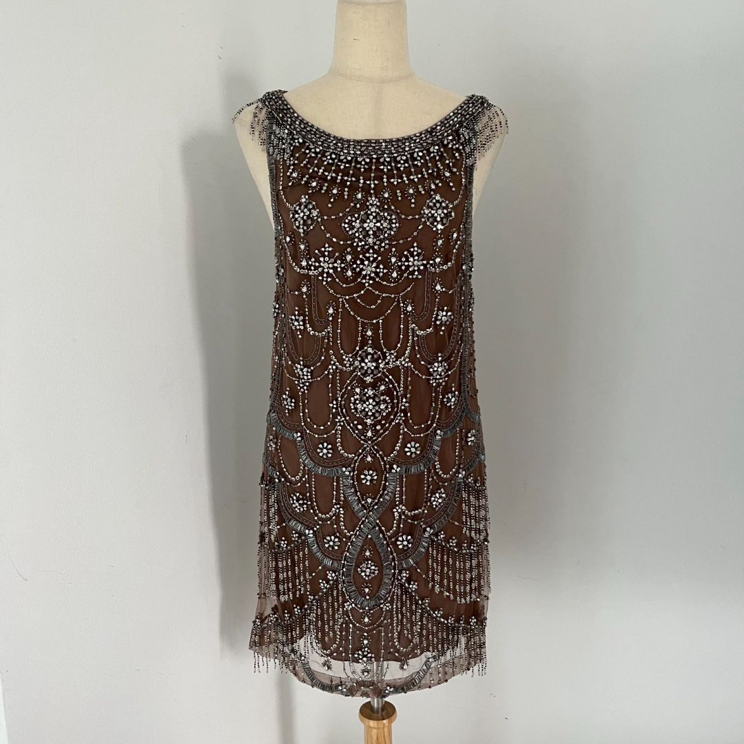 Jenny Packham heavily crystal embellished sleeveless mini dress