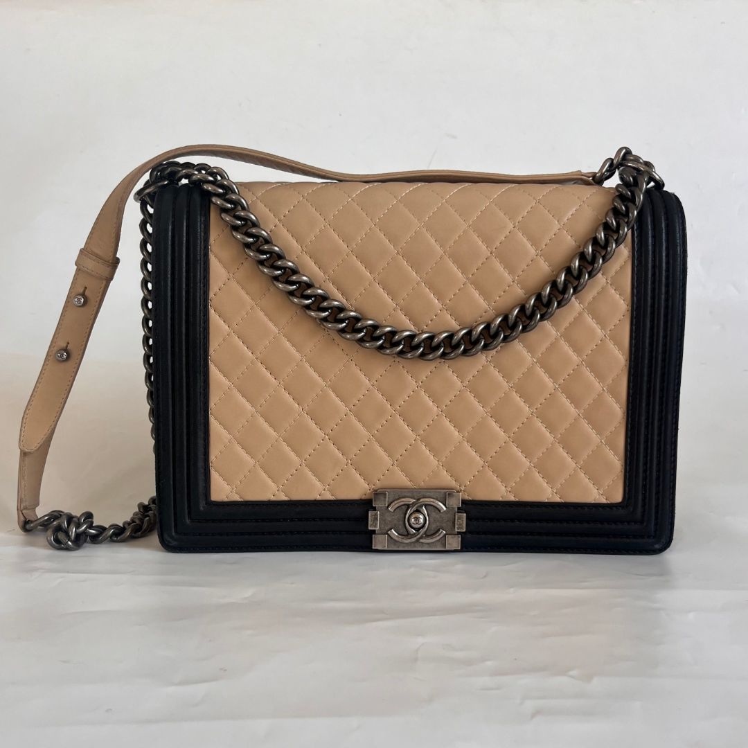 Chanel large two tone le boy bag