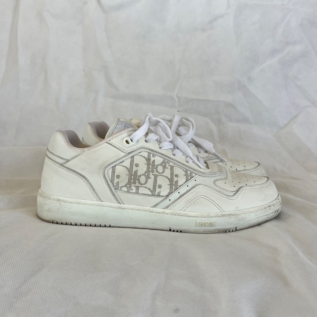Dior White Leather B27 Low top Sneaker Shoes, 43