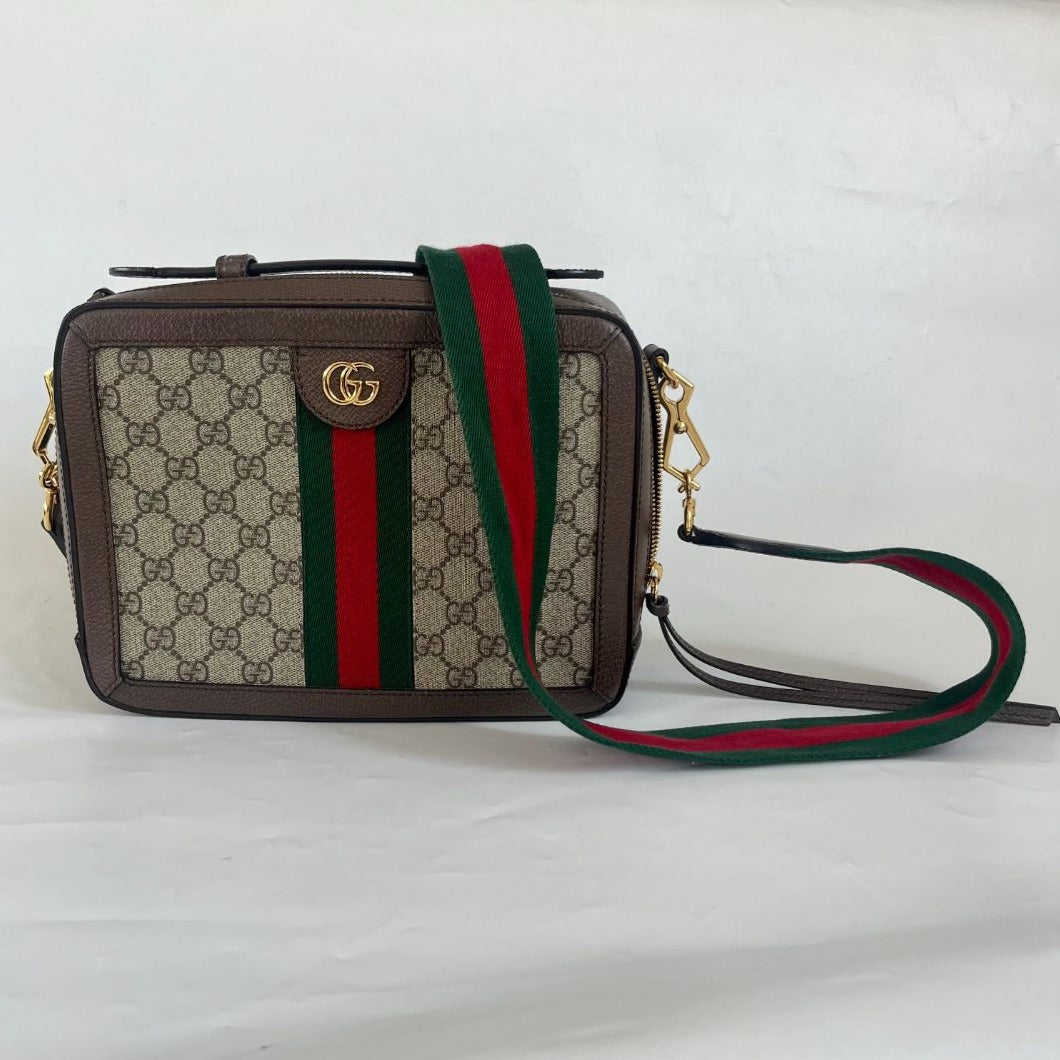 Gucci Beige/Brown GG Supreme Web Ophidia Crossbody Bag