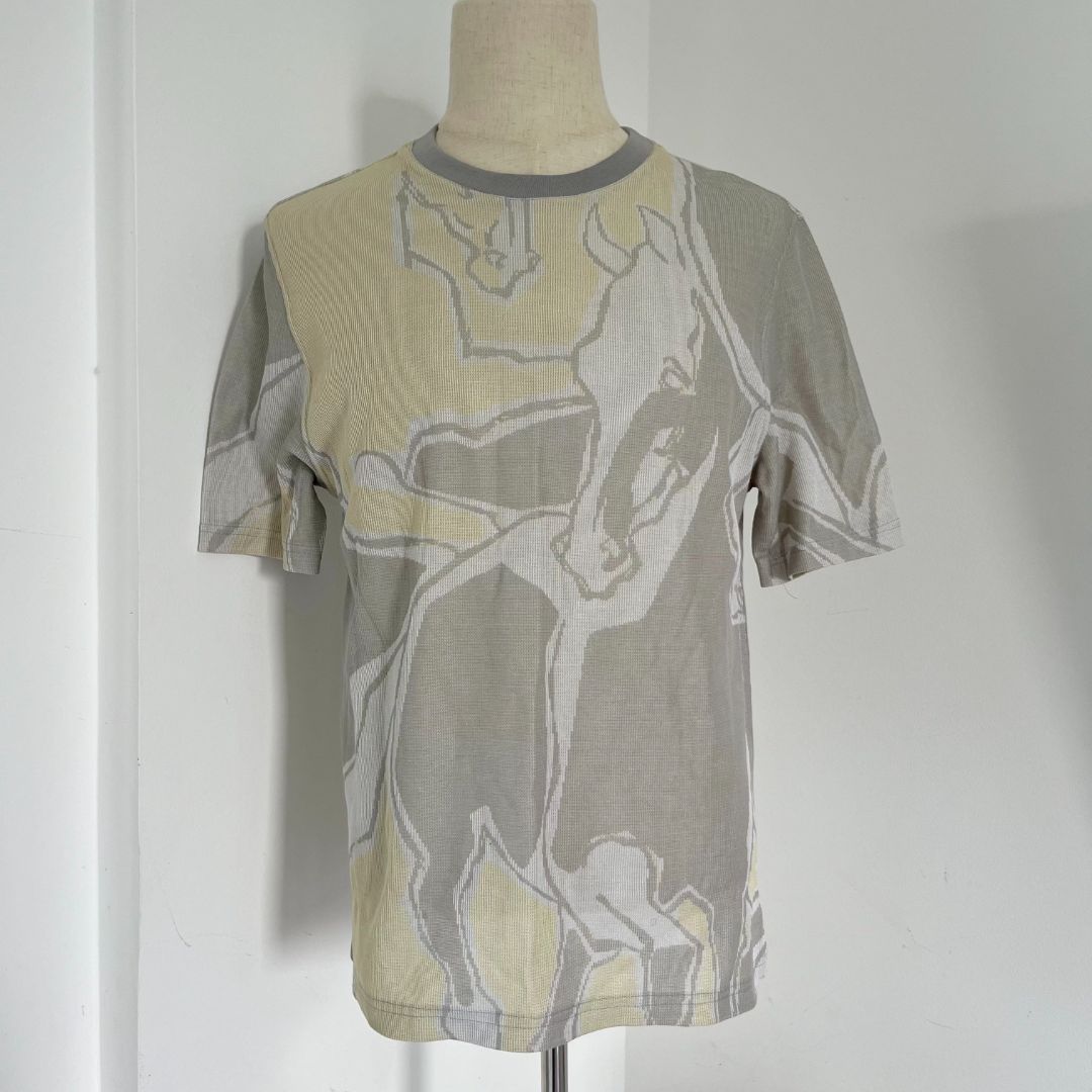 Hermès Grey/Green Horse Printed Cotton Crew Neck T-Shirt