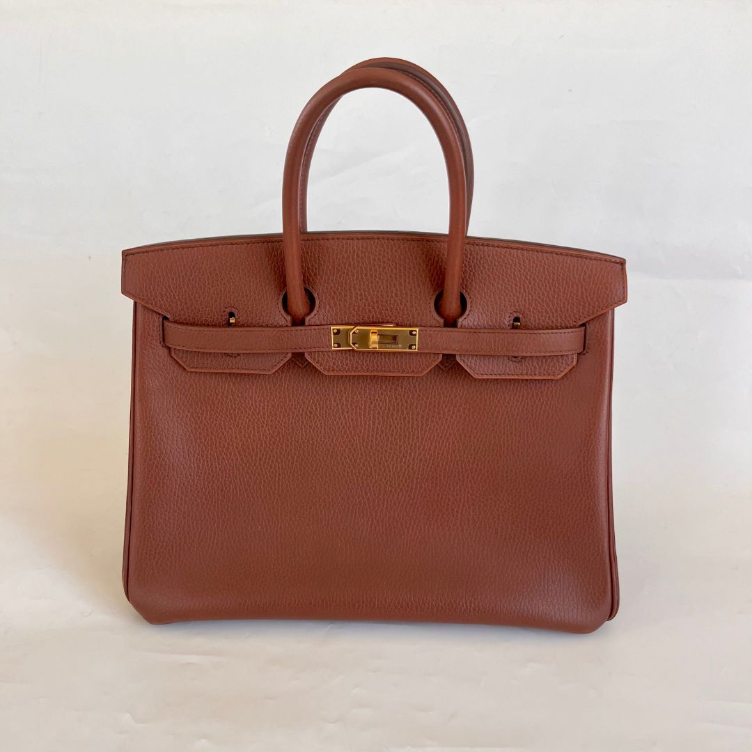 Hermès 35 Ardennes leather brown leather gold hardware vintage Birkin bag