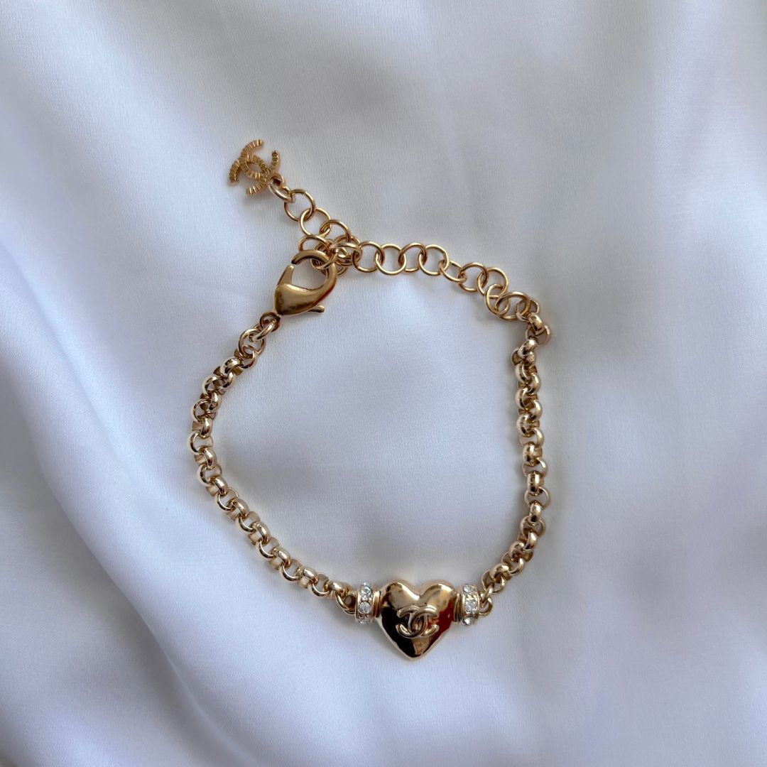 Chanel Gold Chain Heart Bracelet