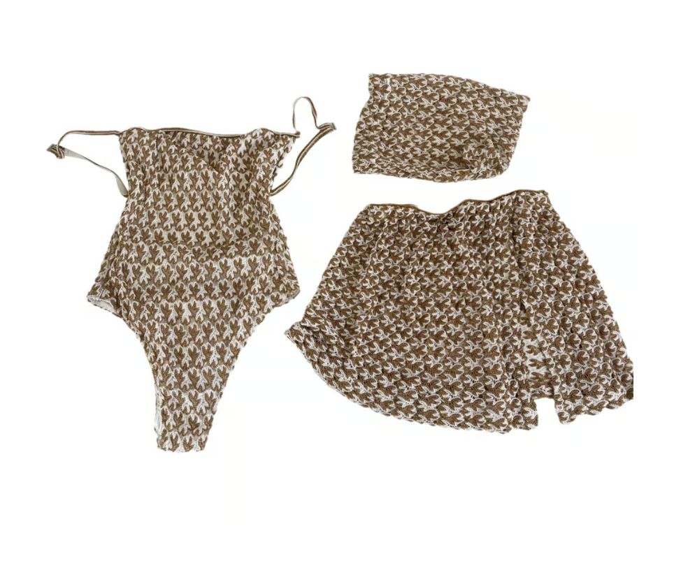 Missoni white and gold Knitted one piece swimsuit