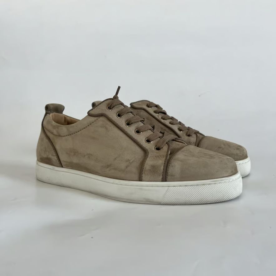 Christian Louboutin Rantulow beige suede lace up sneakers, 42