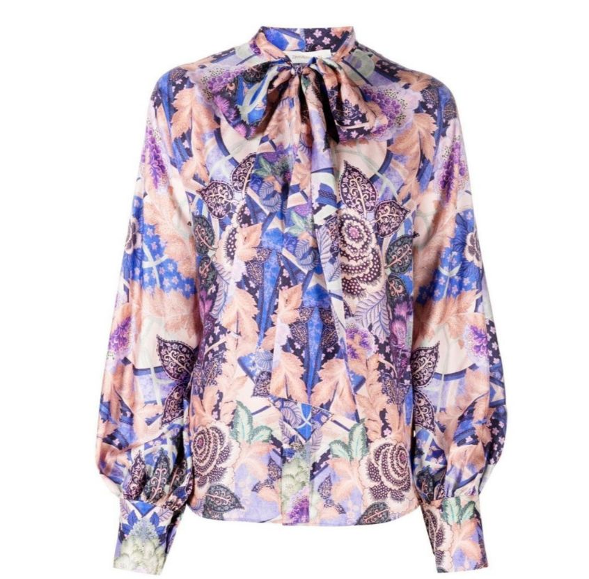Zimmermann Celestial floral print shirt with crystal buttons